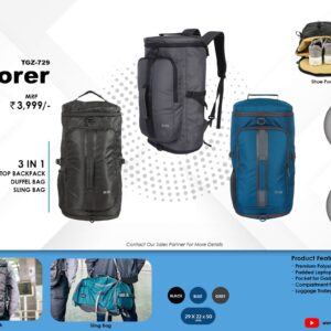 3 in 1: Laptop Backpack, Duffel Bag, Sling Bag